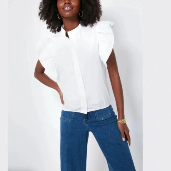 The Shirt by Rochelle Behrens Tops - NWOT The Shirt by Rochelle Behrens Button Up Flutter Sleeve Top